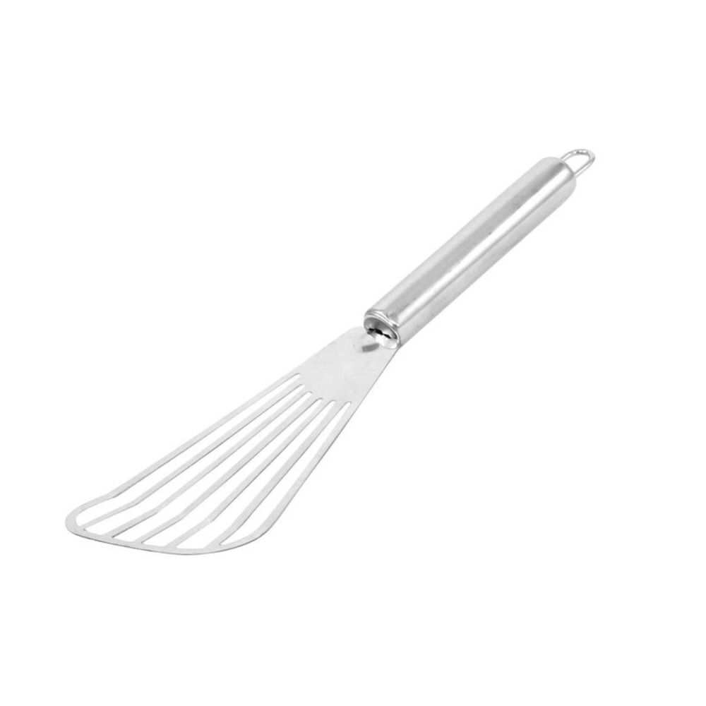 Stainless Steel Beveled Turning Flipping Frying Grilling Slotted Turner Silver